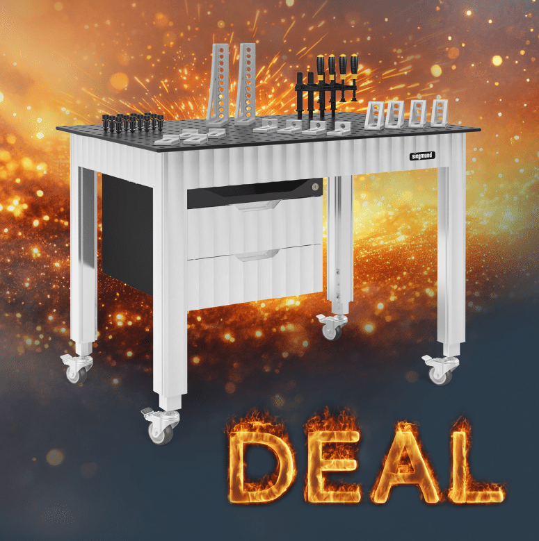 Siegmund Werkbank höhenverstellbar mit Stahlplatte 1200x800 inkl. Zubehör